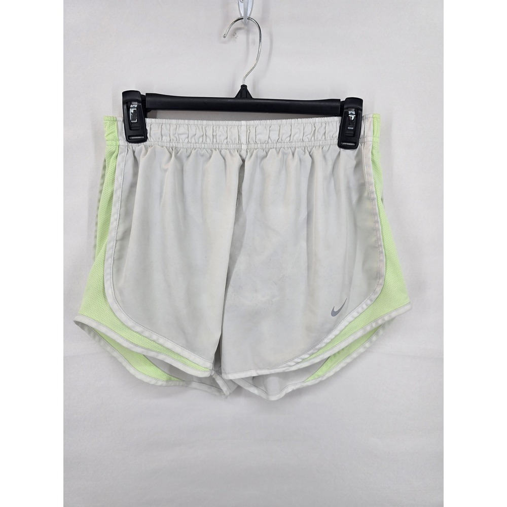 Nike Dri-FIT Tempo Running Shorts‎ Womens Medium Grey Neon Lime Green Athletic